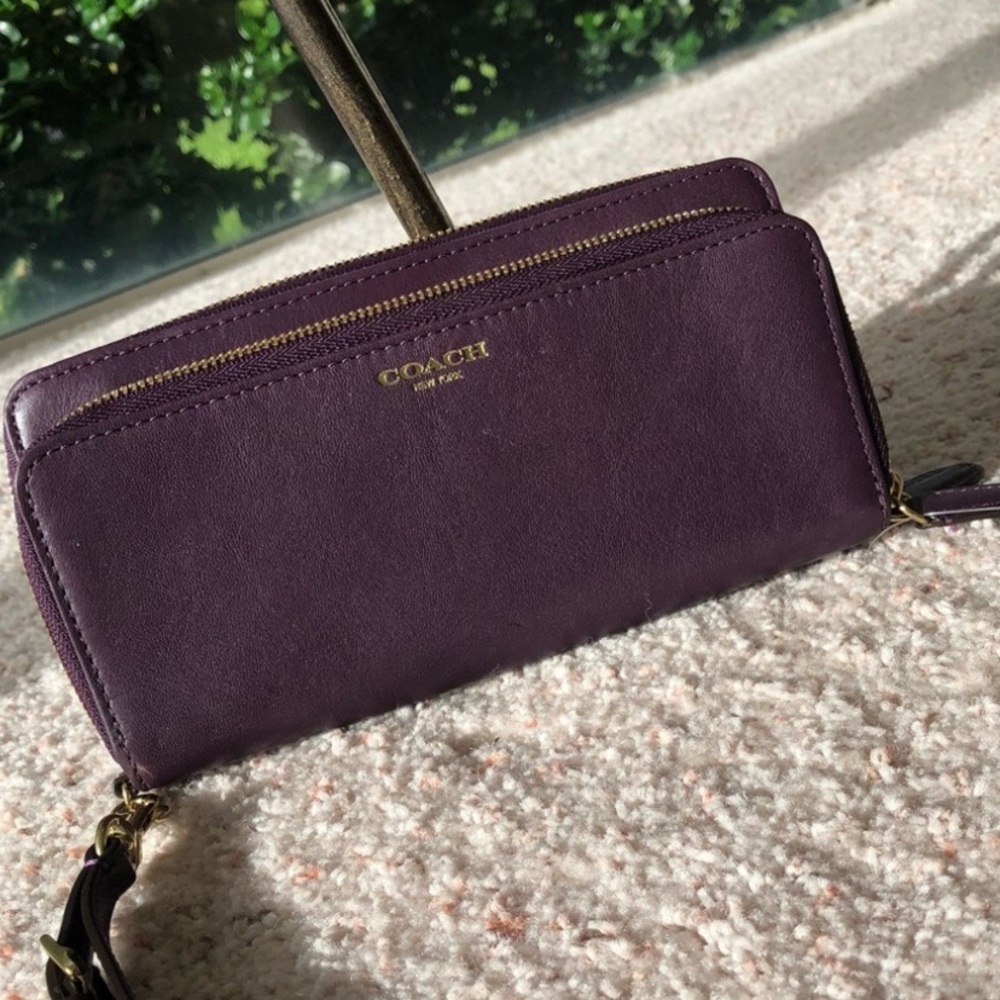 Purple coach wristlet/large wallet